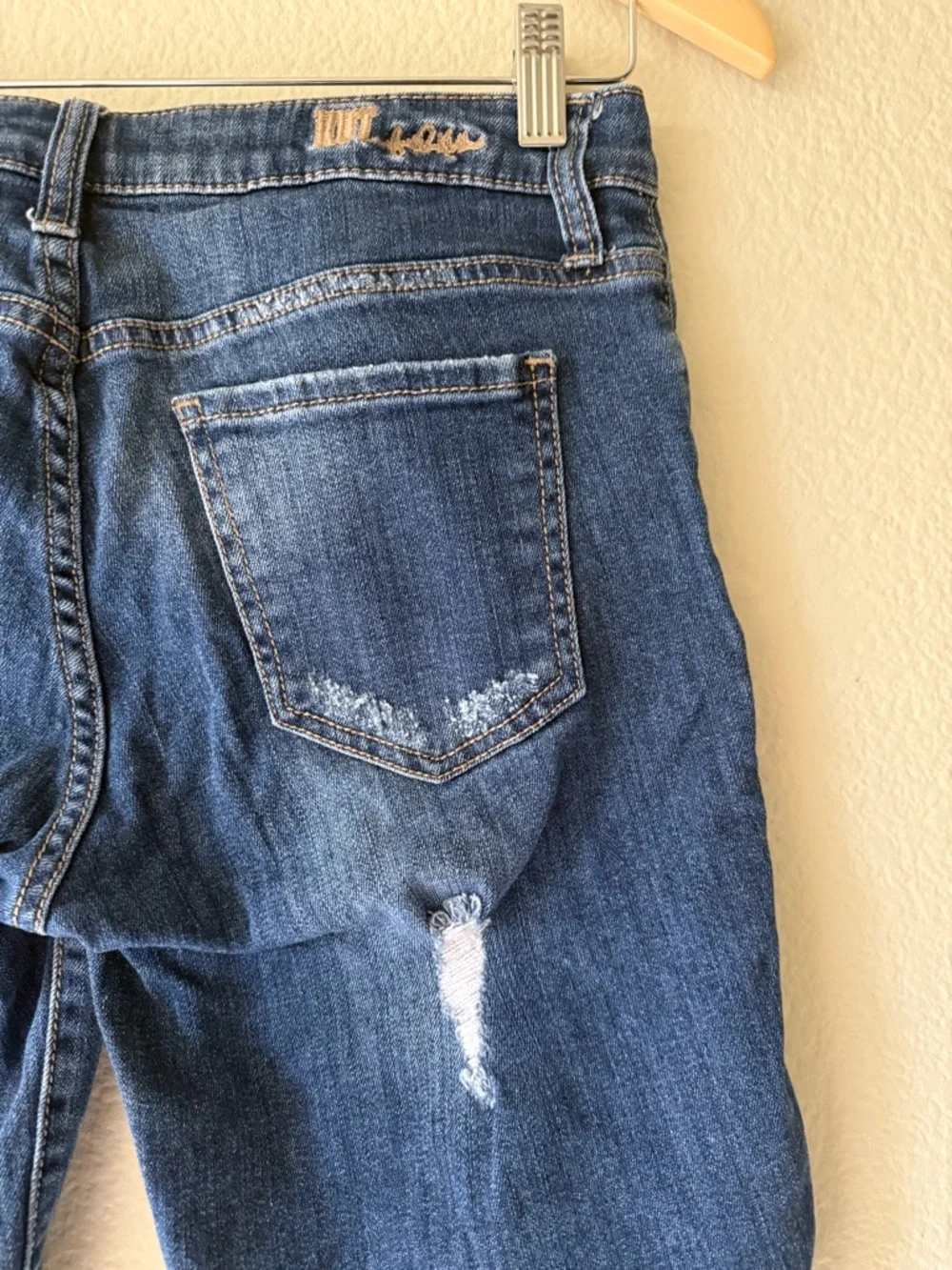 Kut from the Kloth Distressed Mid-Rise Dark Blue Denim Shorts